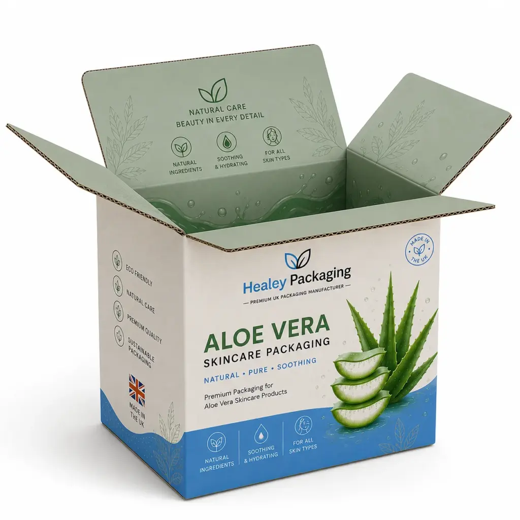 Custom aloe vera shipping box with printed skincare packaging