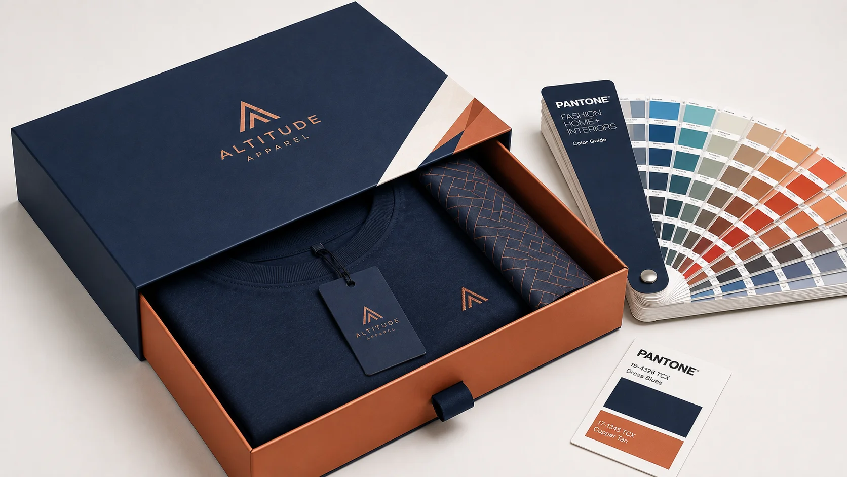Premium apparel box with print colour swatches