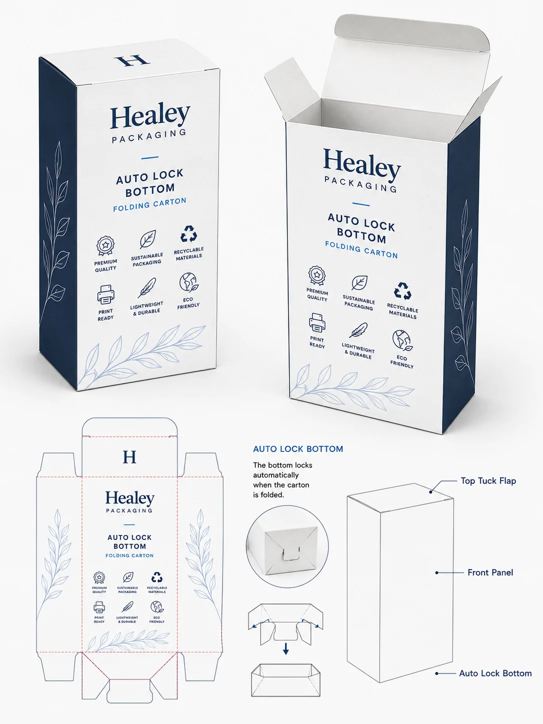 Auto lock bottom carton structure