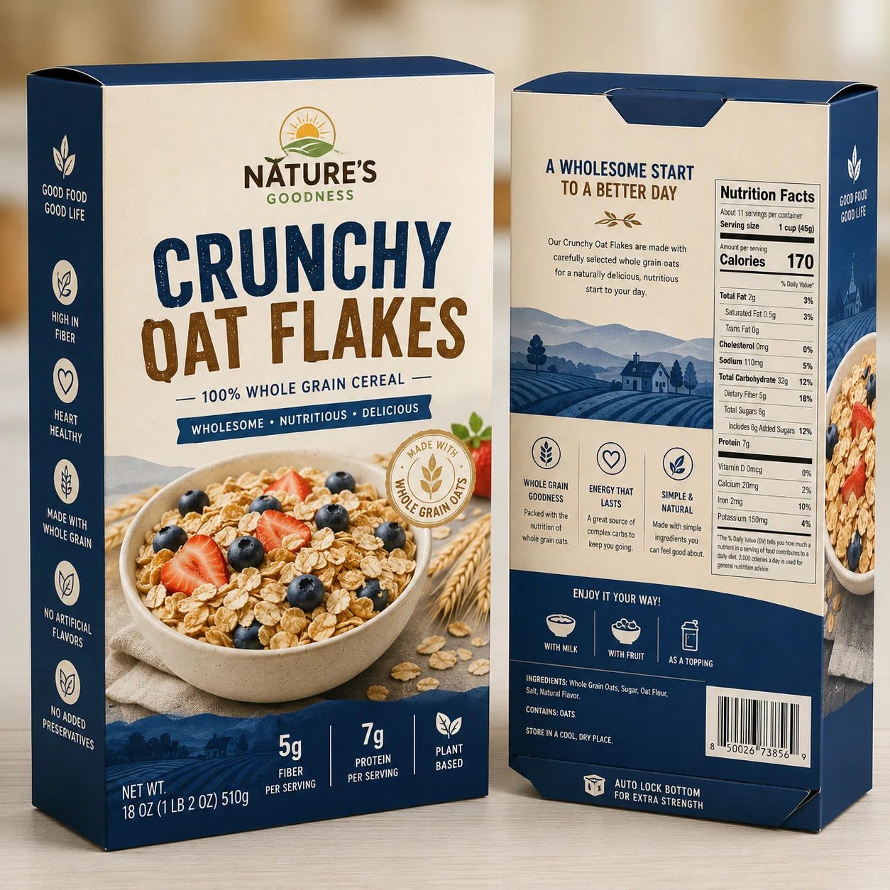 Auto lock bottom box for heavier cereal products