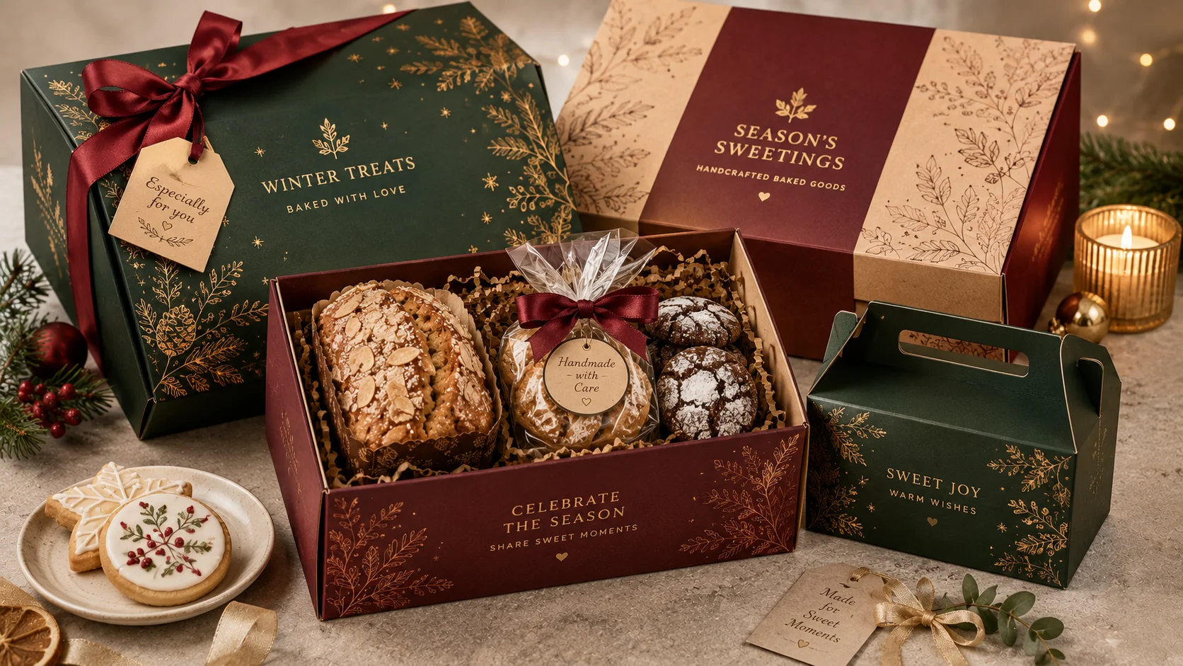 Premium bakery gift packaging for seasonal baked goods