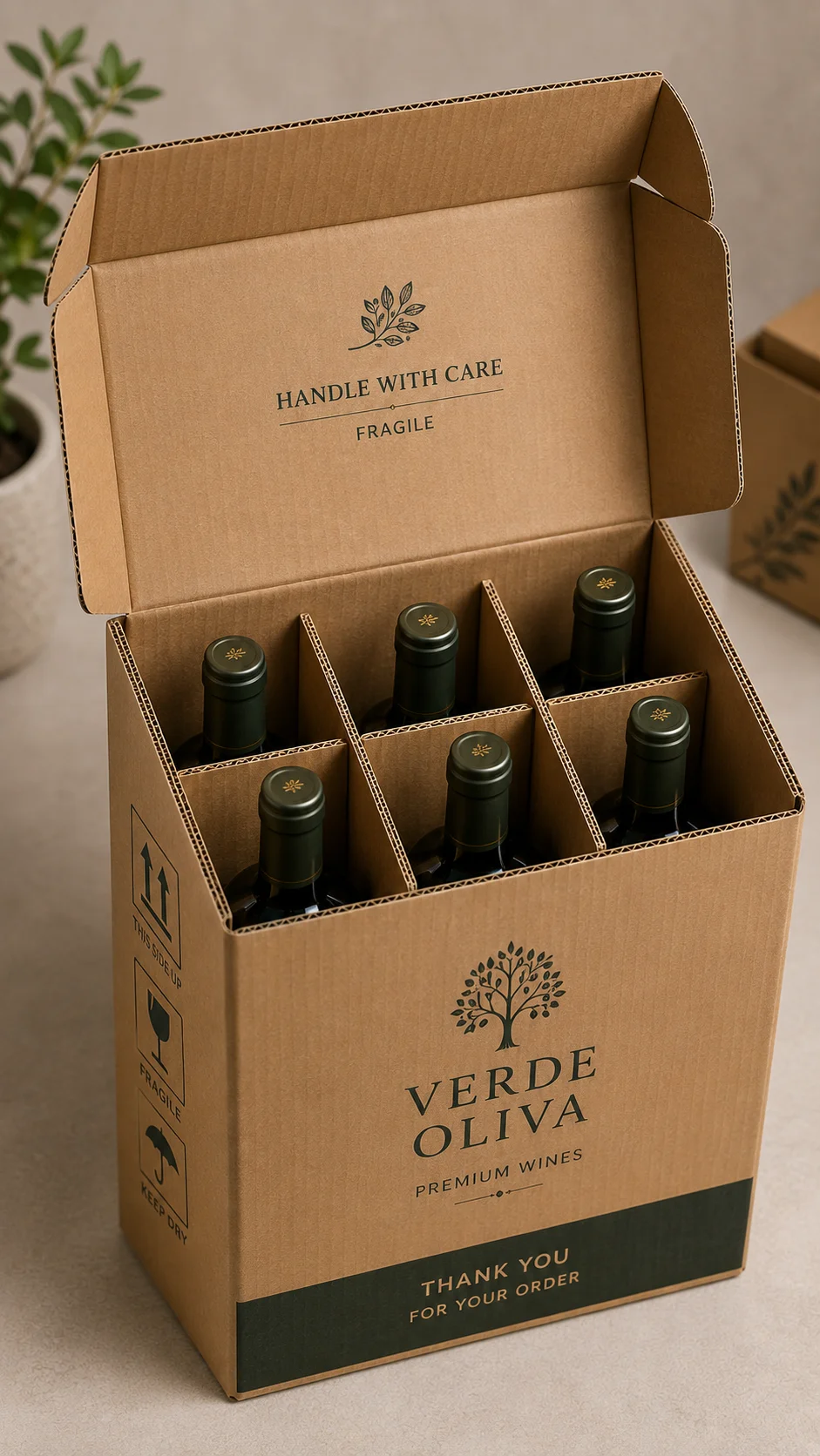 Corrugated bottle shipping case fitted with cell dividers
