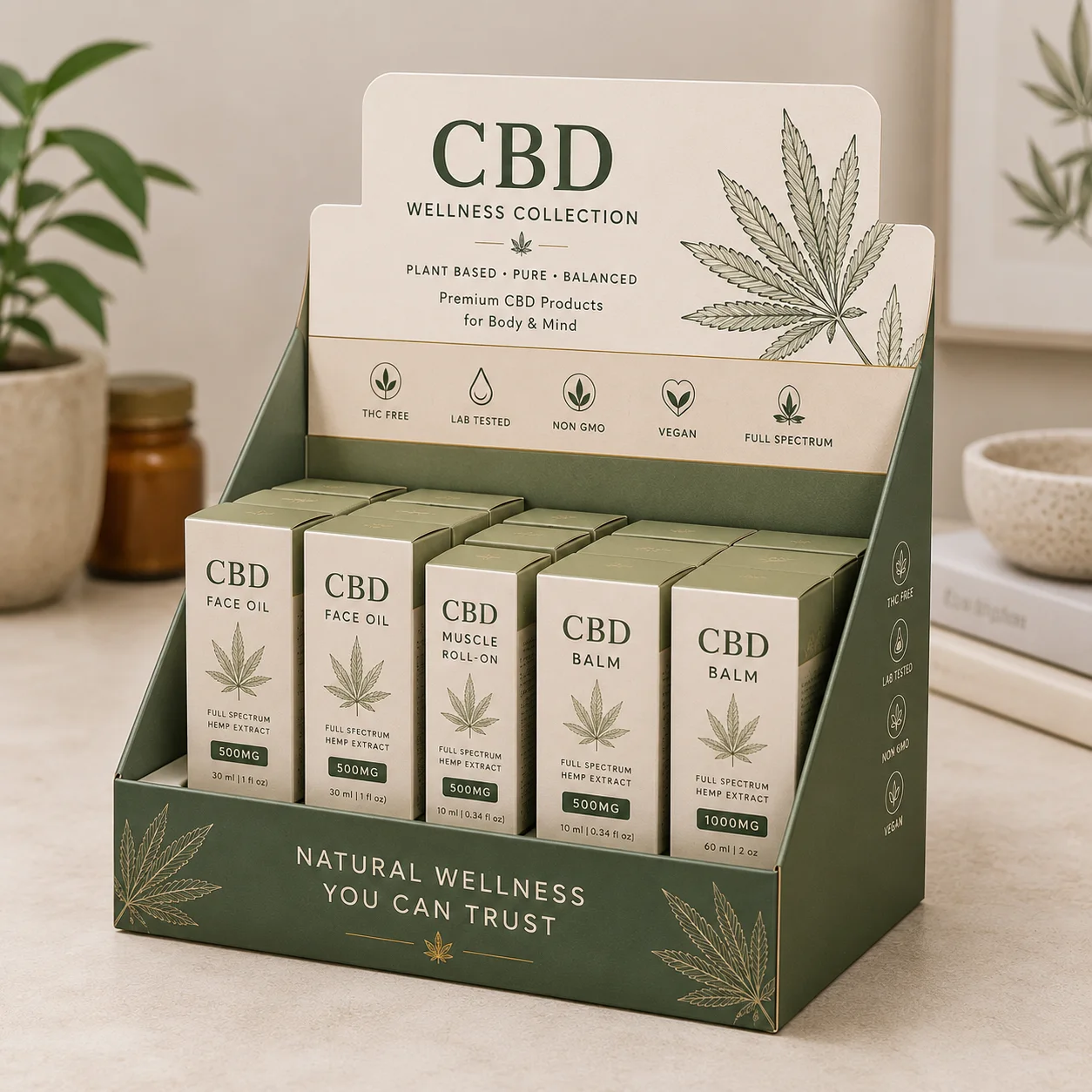 Counter display box for CBD retail products