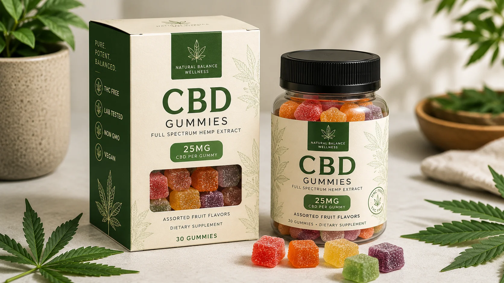 Printed CBD gummy packaging for retail edible products
