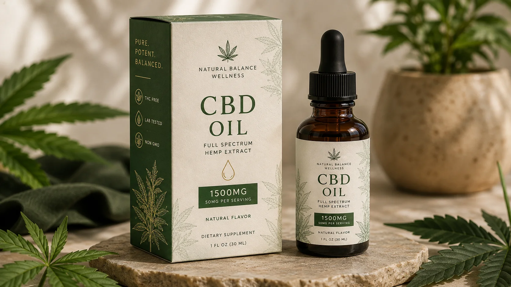 Printed CBD oil packaging designed for dropper bottles