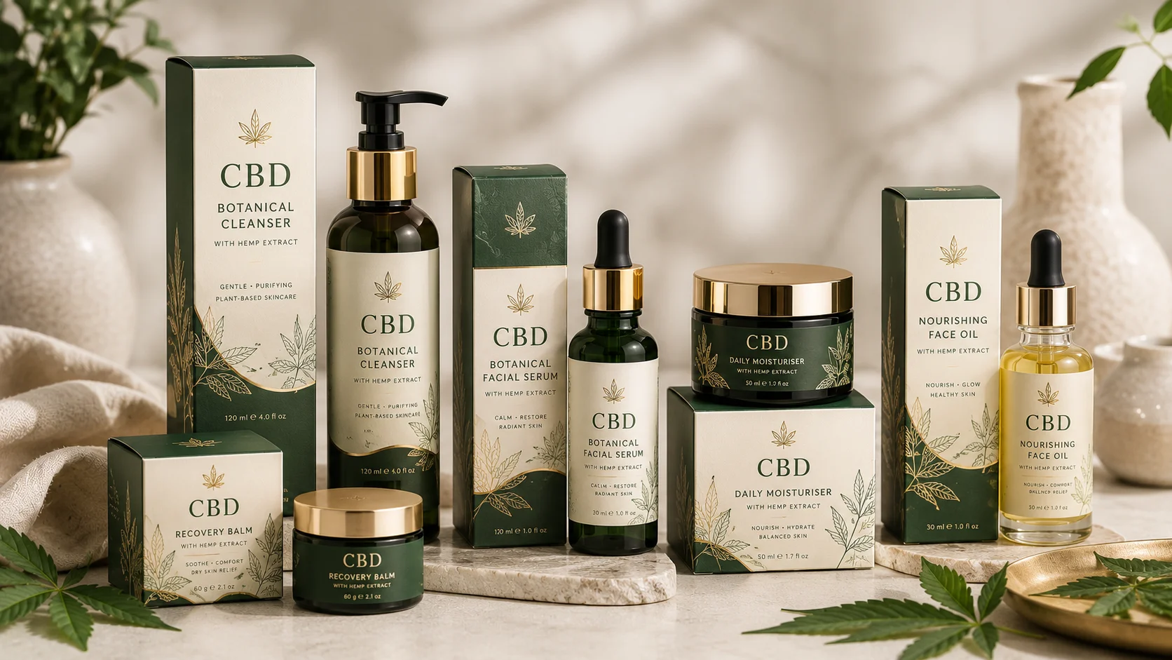 Custom CBD skincare packaging for beauty and wellness products