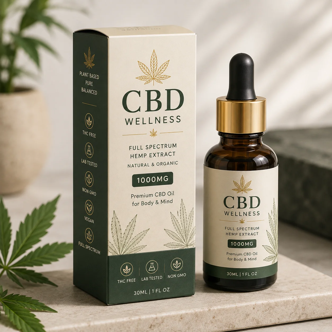 Straight tuck end box for CBD retail packaging