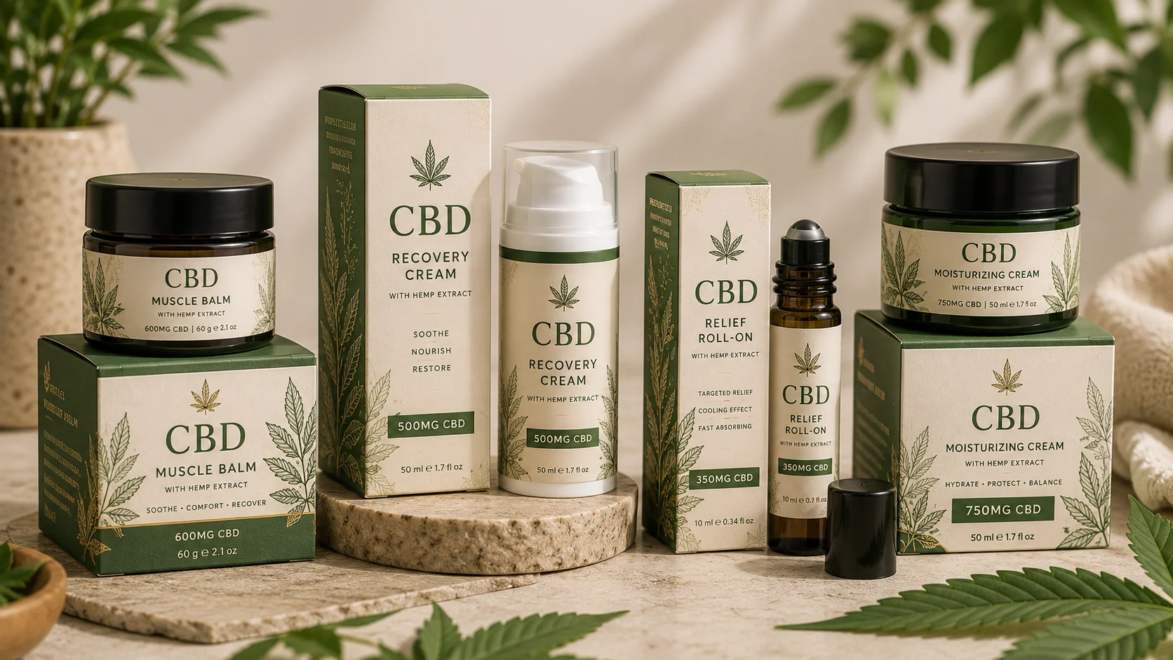 CBD topical packaging for balm jars creams and roll-ons