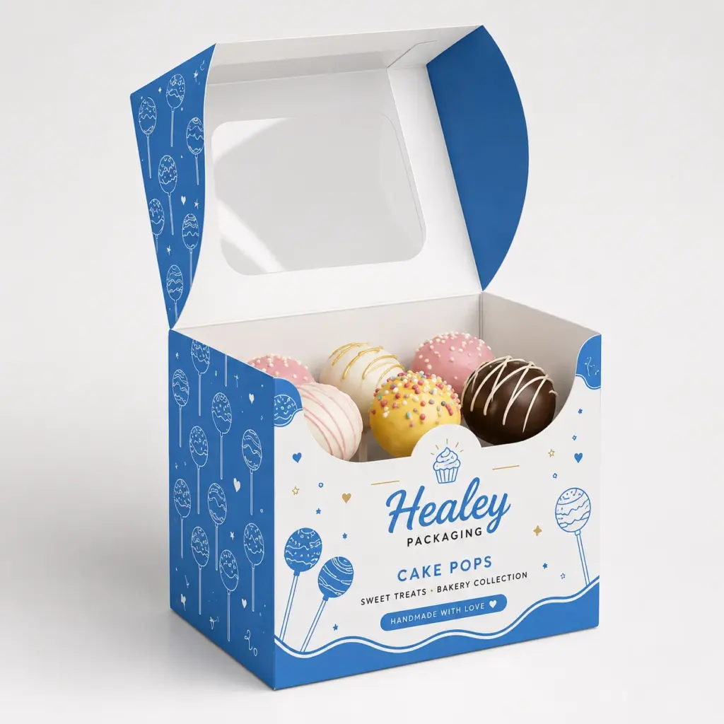 Custom cake pop carrier box with window and handle packaging