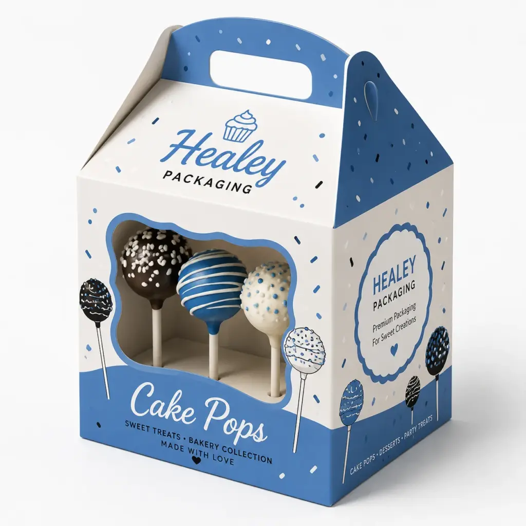 Custom cake pop gable box with window for bakery packaging