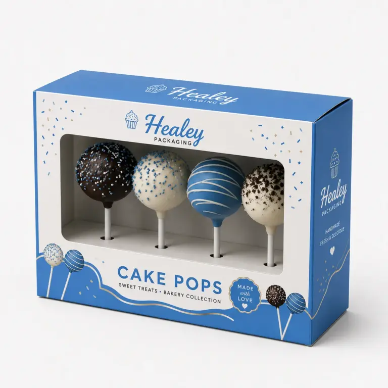 Printed cake pop window box for bakery gift packaging
