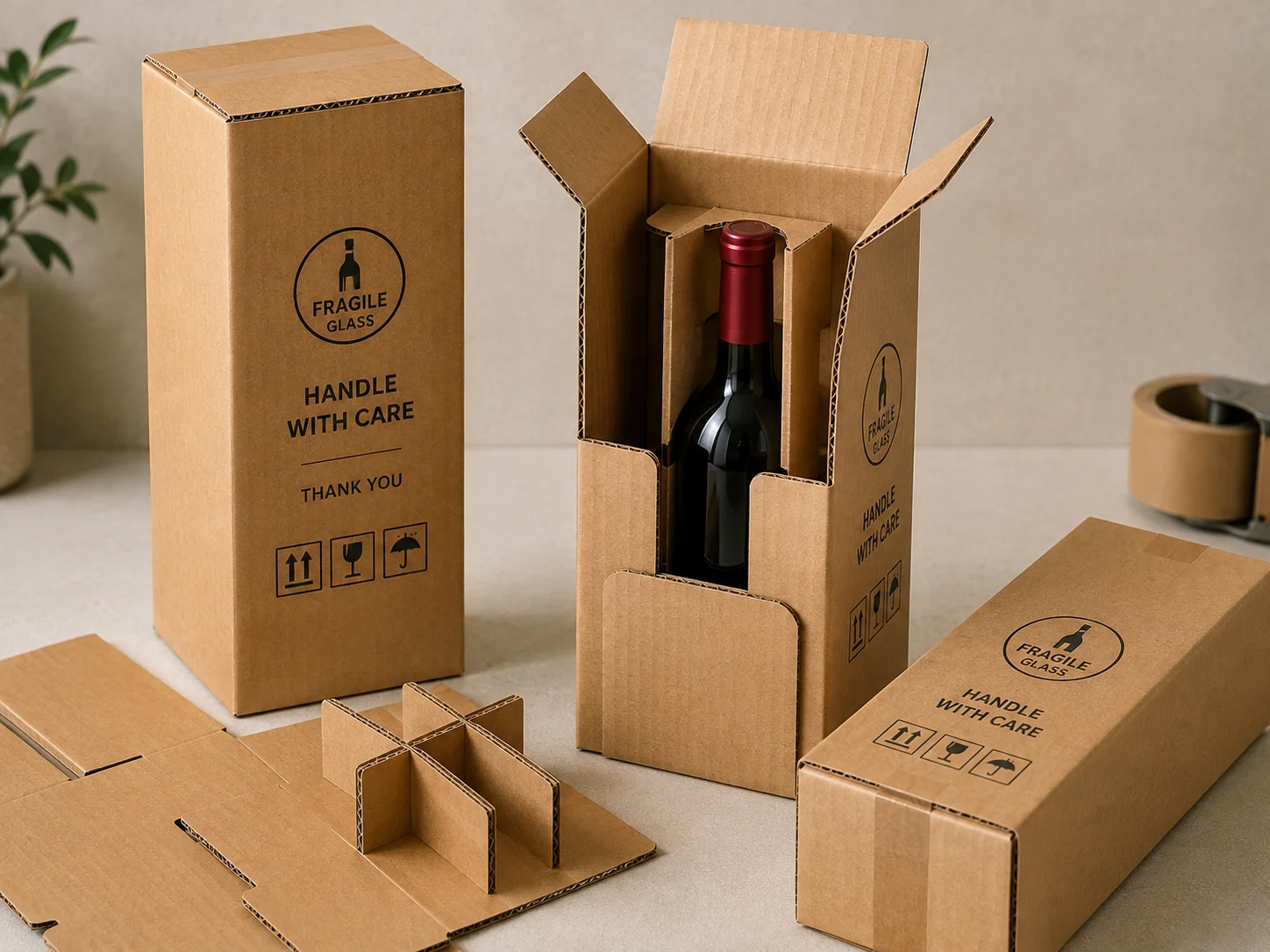 Corrugated board used for protective bottle shipping boxes