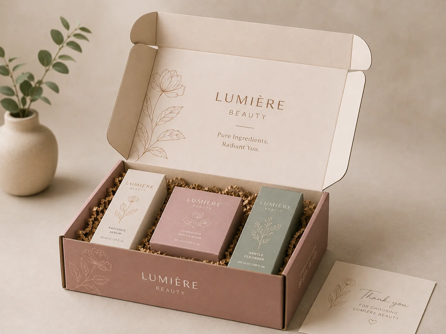 Printed cosmetic mailer box for ecommerce delivery