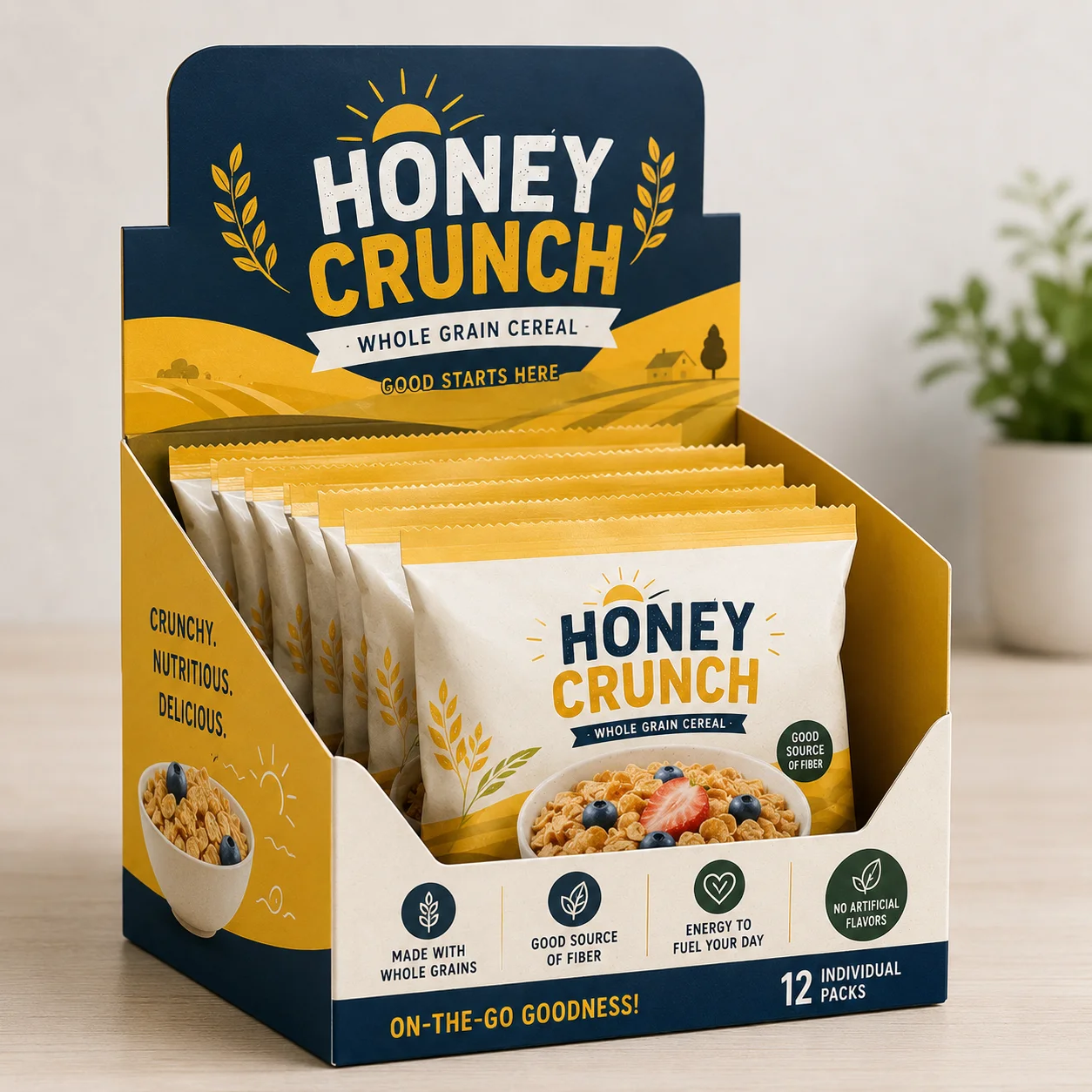 Counter display box for individual cereal packs