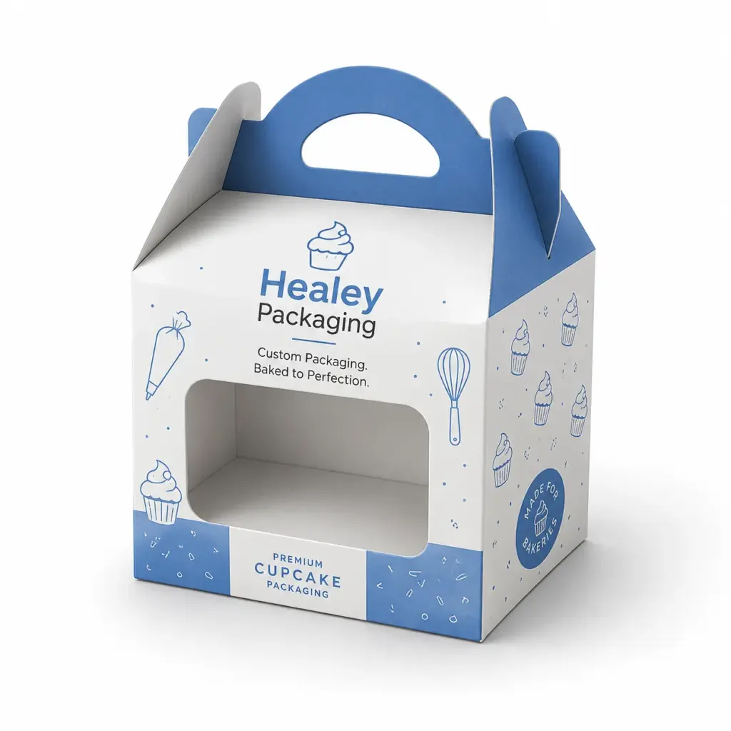 Cupcake gable box with handle for bakery takeaway packaging