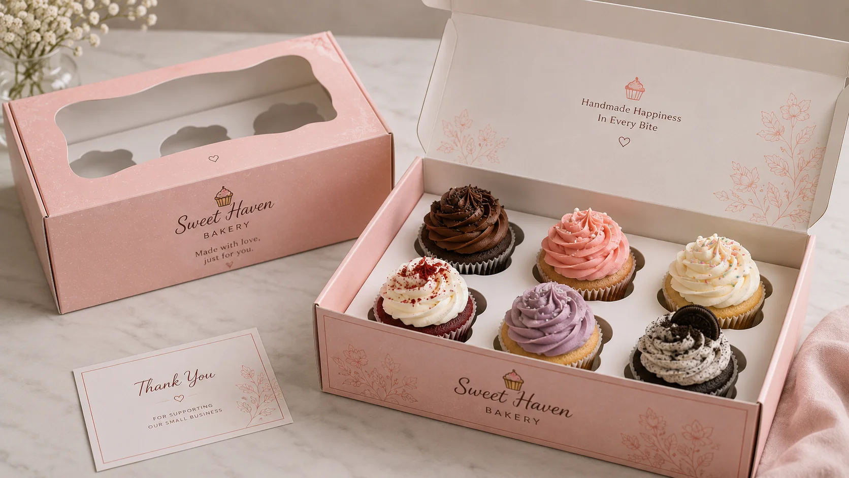 Cupcake packaging box with fitted insert