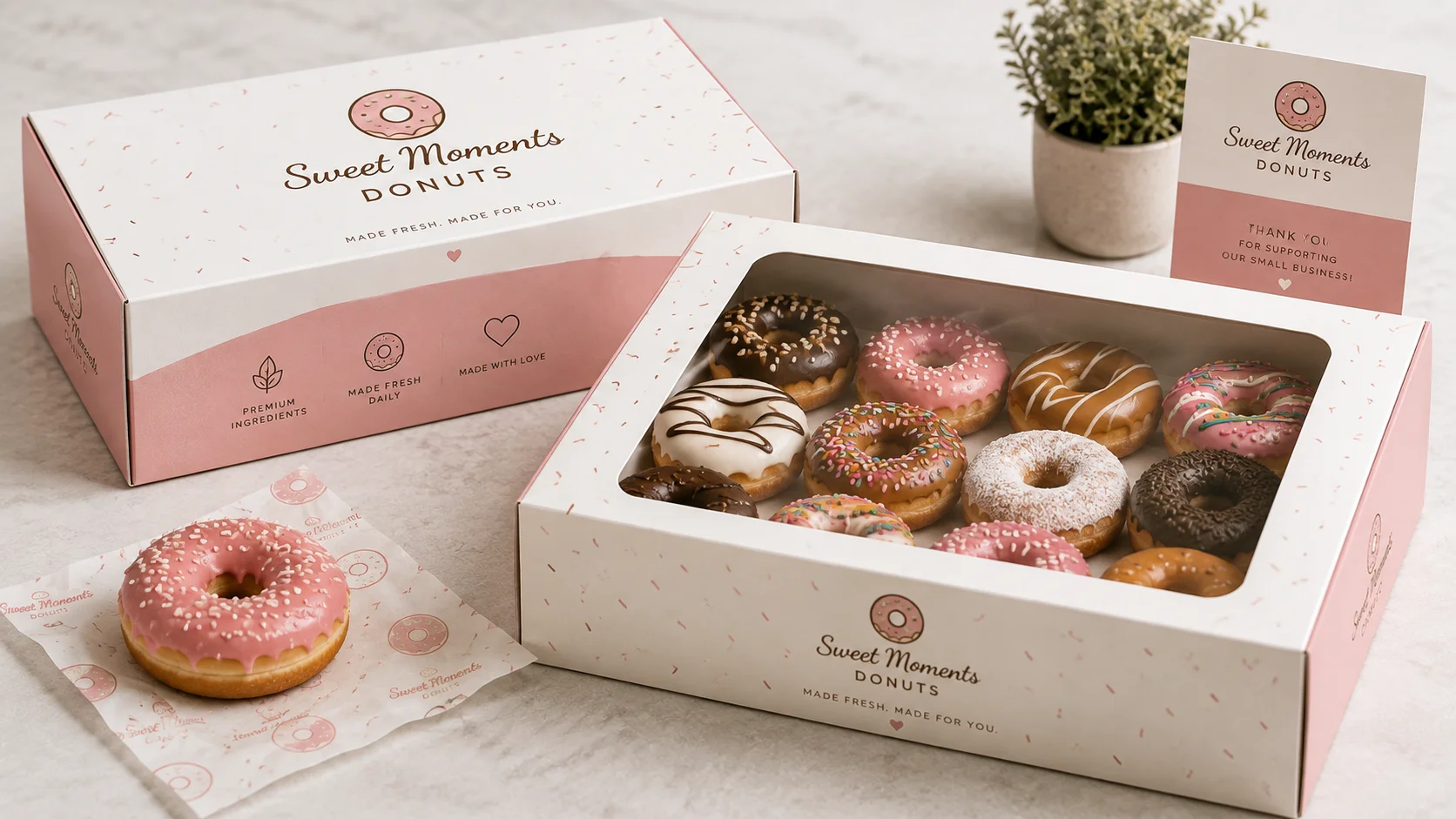 Custom doughnut packaging with display window