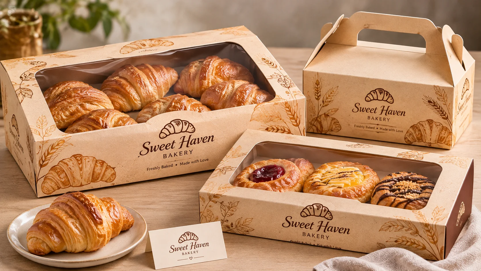 Printed pastry packaging for croissants and baked pastries