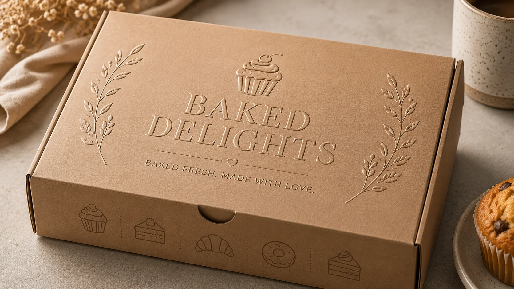 Embossed branding on bakery packaging