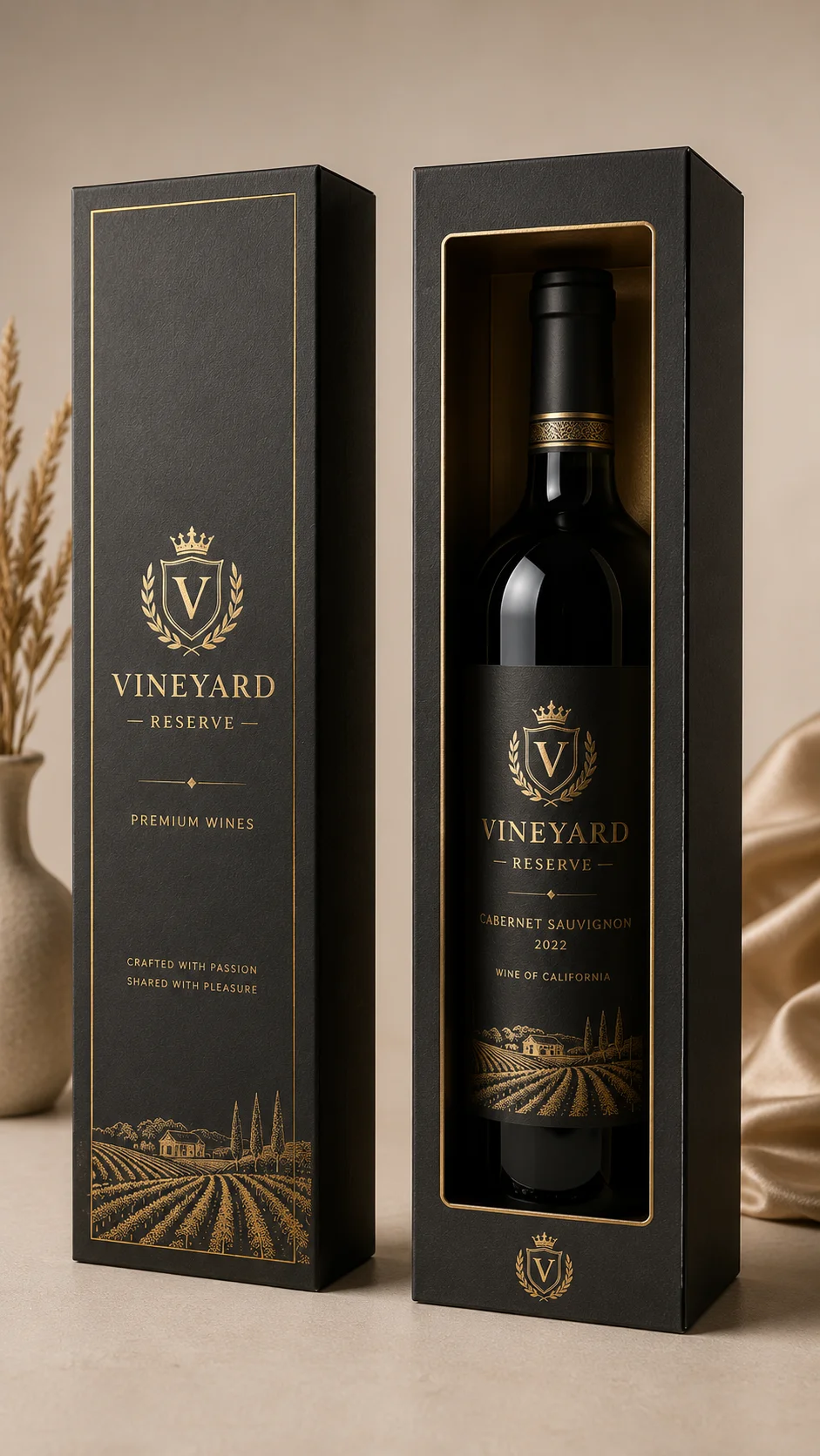 Metallic foil detail applied to premium bottle packaging