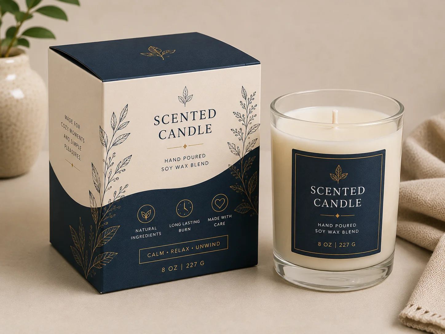 Printed folding boxboard carton used for a candle jar