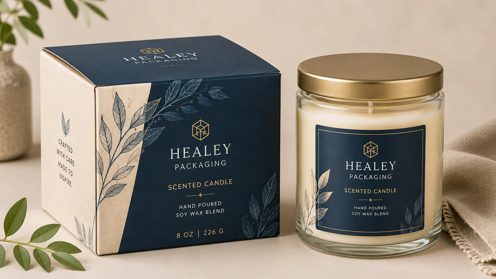 Printed carton packaging designed around a glass jar candle