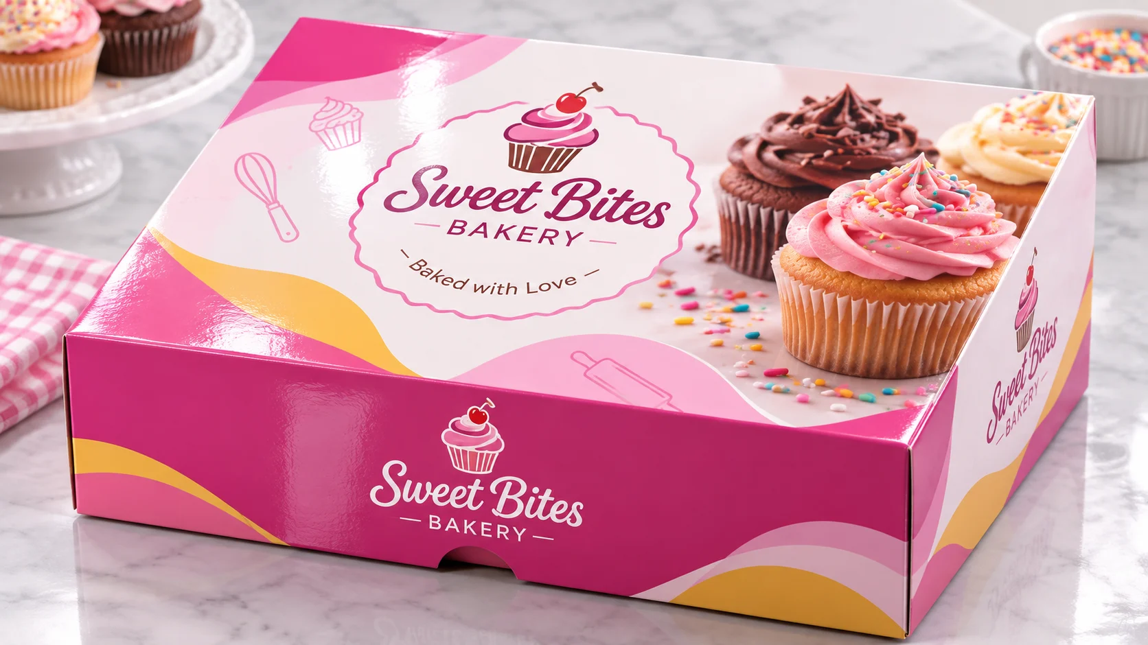 Gloss finish on colourful bakery packaging