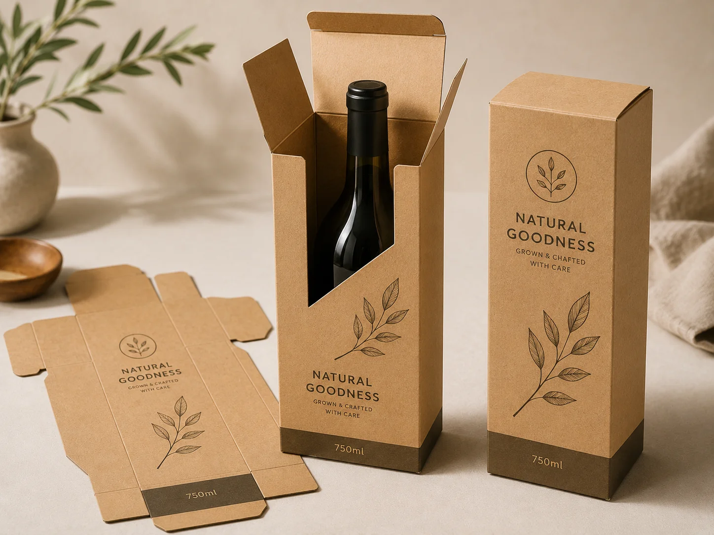 Natural kraft board used for bottle packaging