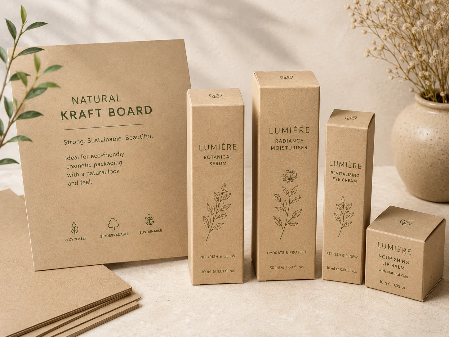 Natural kraft board used for cosmetic packaging boxes
