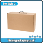 Kraft suitcase packaging box with integrated carry handle