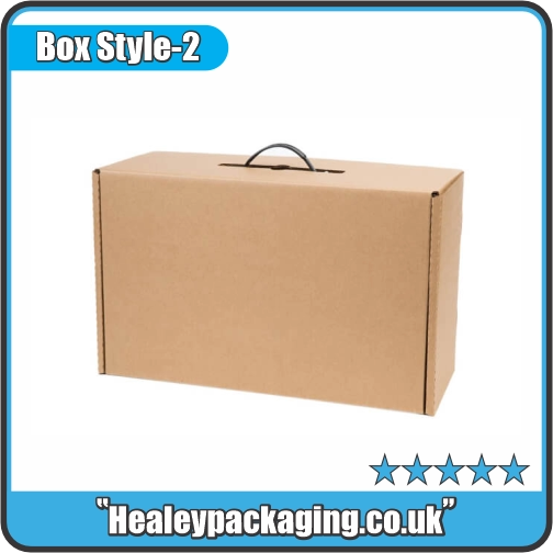 Kraft suitcase packaging box with integrated carry handle