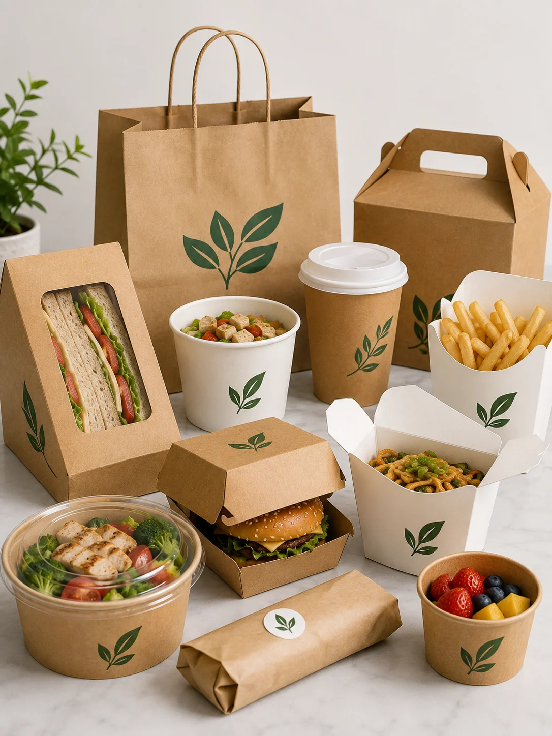 Paper-based food and takeaway packaging