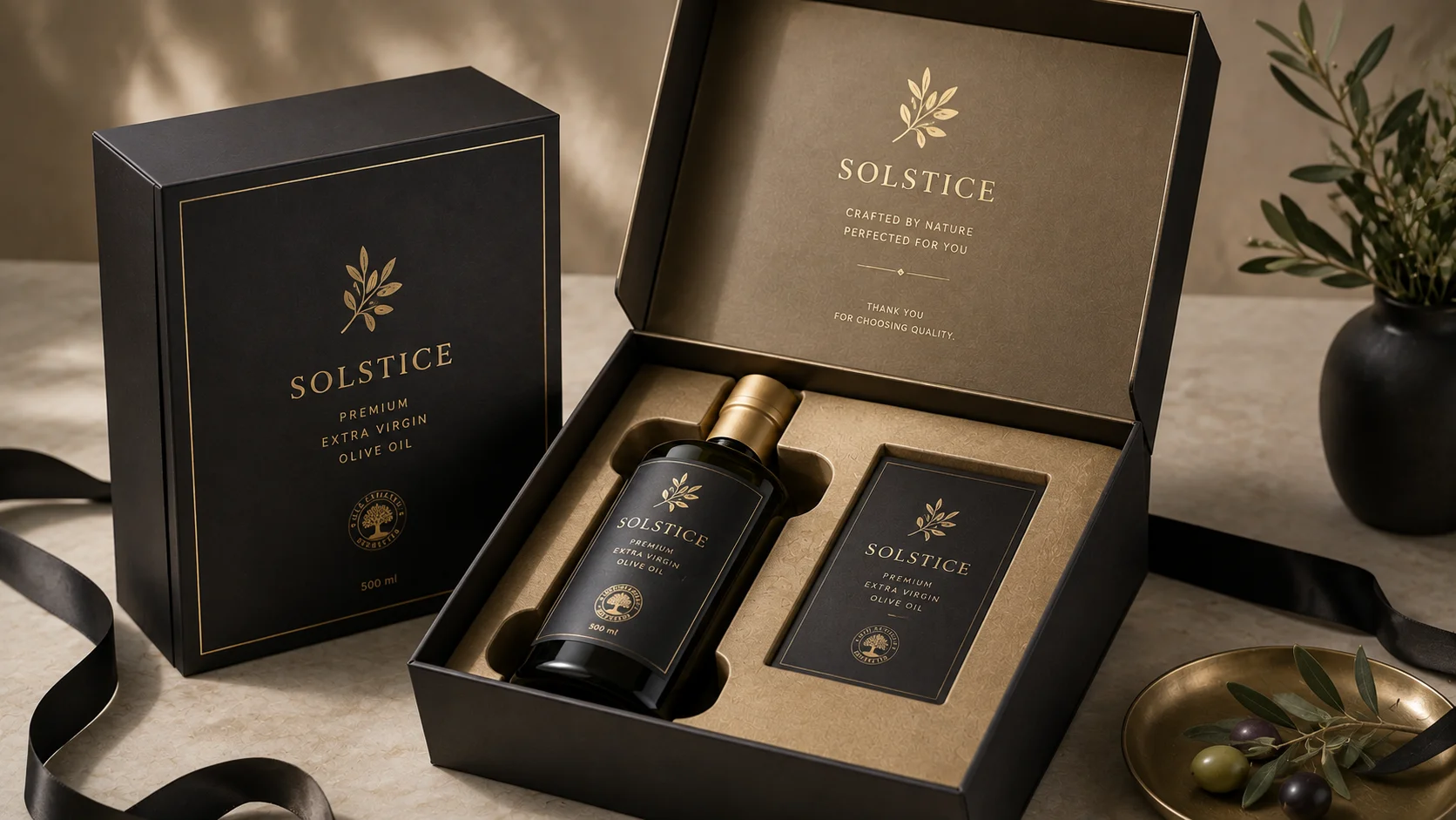 Premium bottle gift box with presentation insert