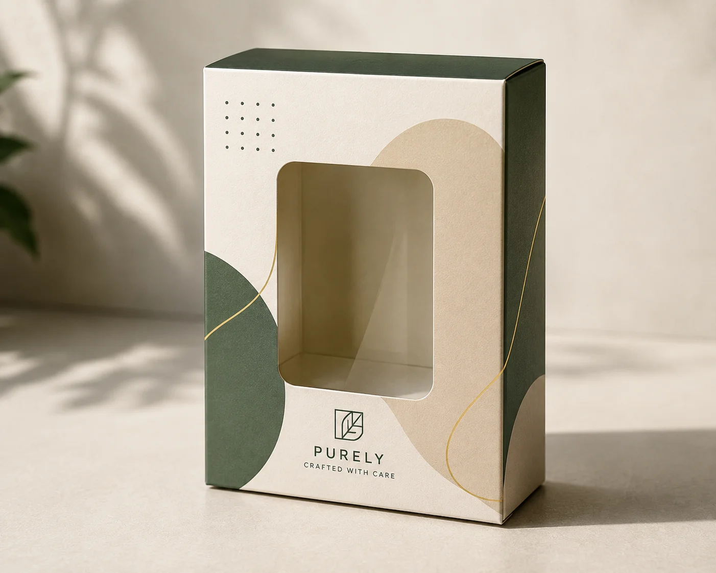 Printed custom packaging with a product viewing window