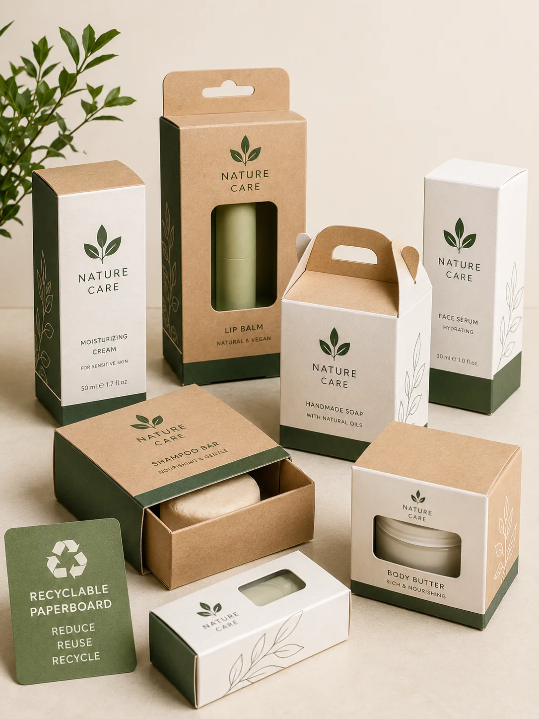 Recyclable paperboard retail packaging