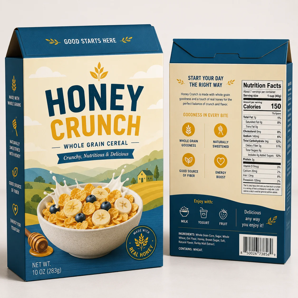 Reverse tuck end cereal carton for compact retail packs