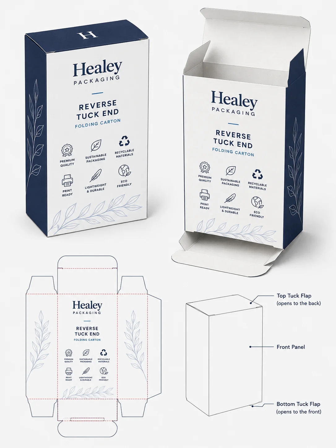 Reverse tuck end folding carton structure