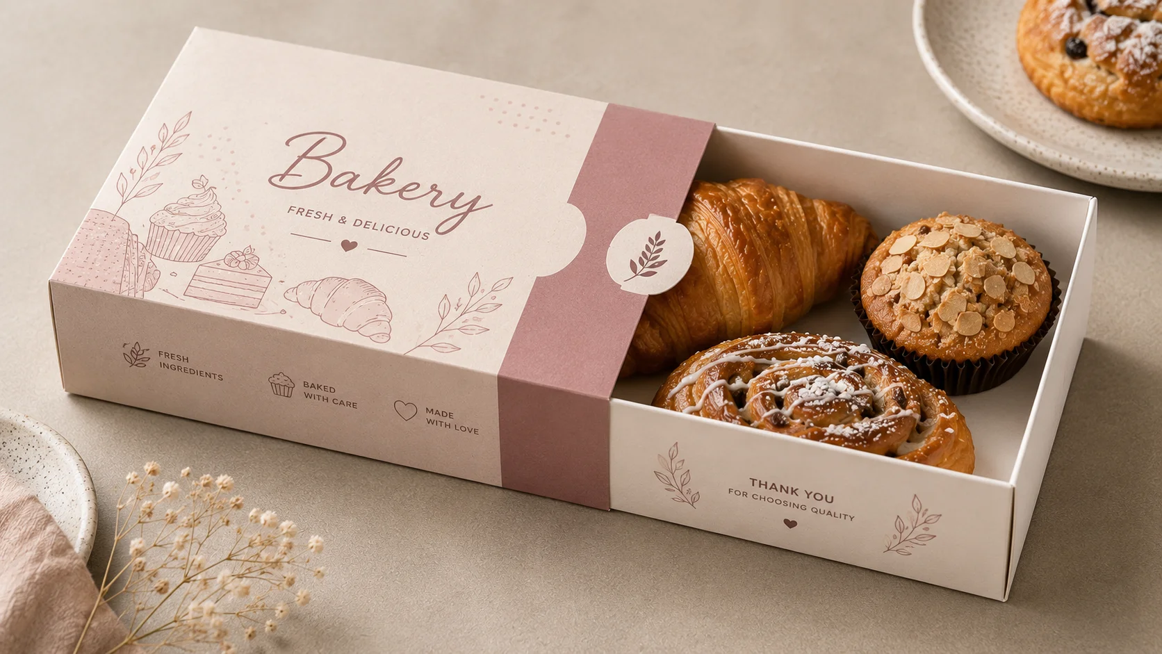 Printed bakery sleeve box with sliding inner tray
