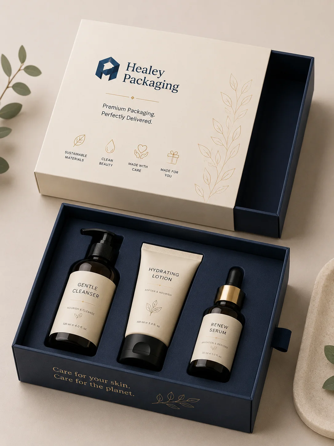 Sleeve and tray packaging for personal care products