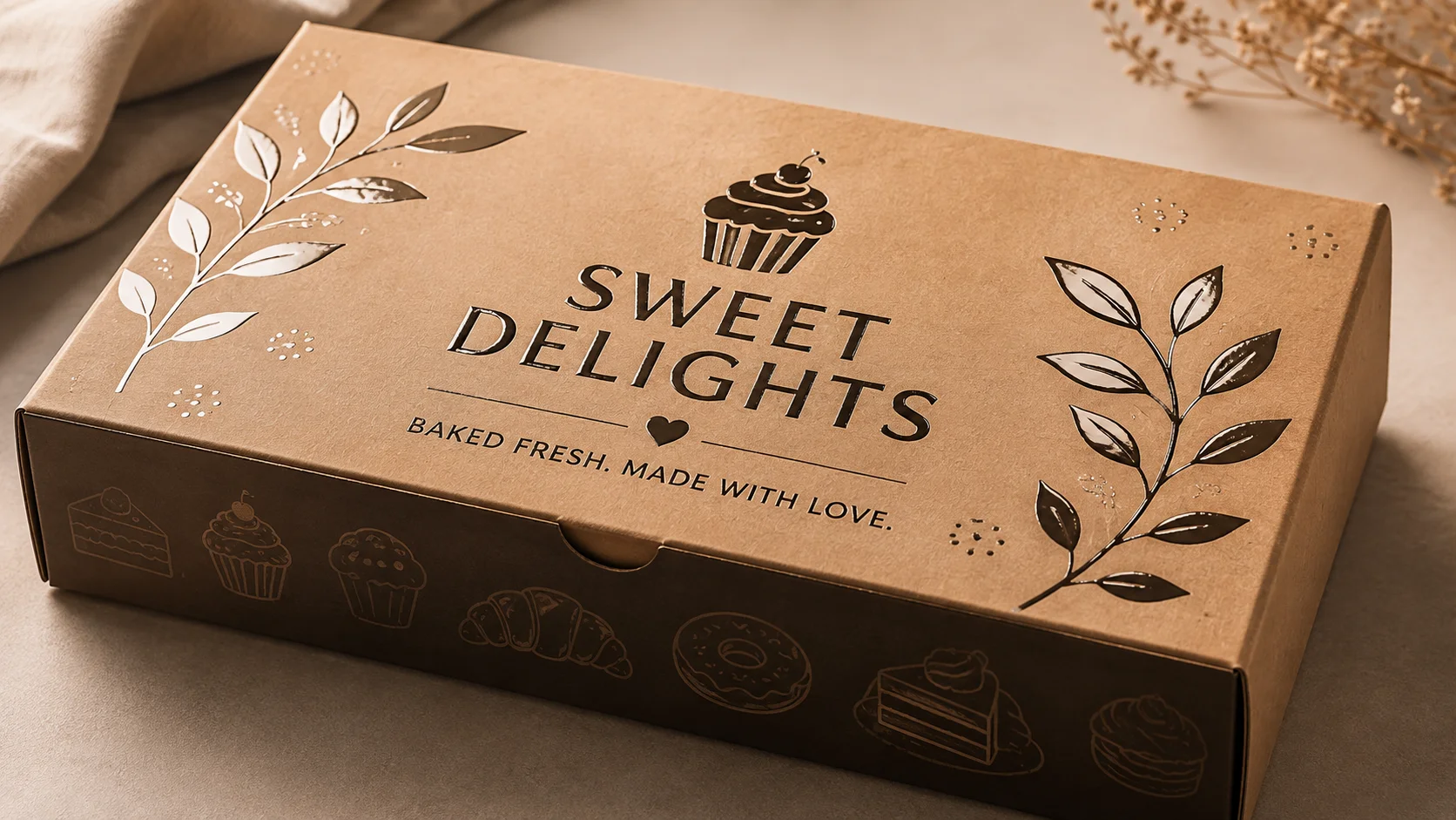 Spot UV detail on printed bakery packaging