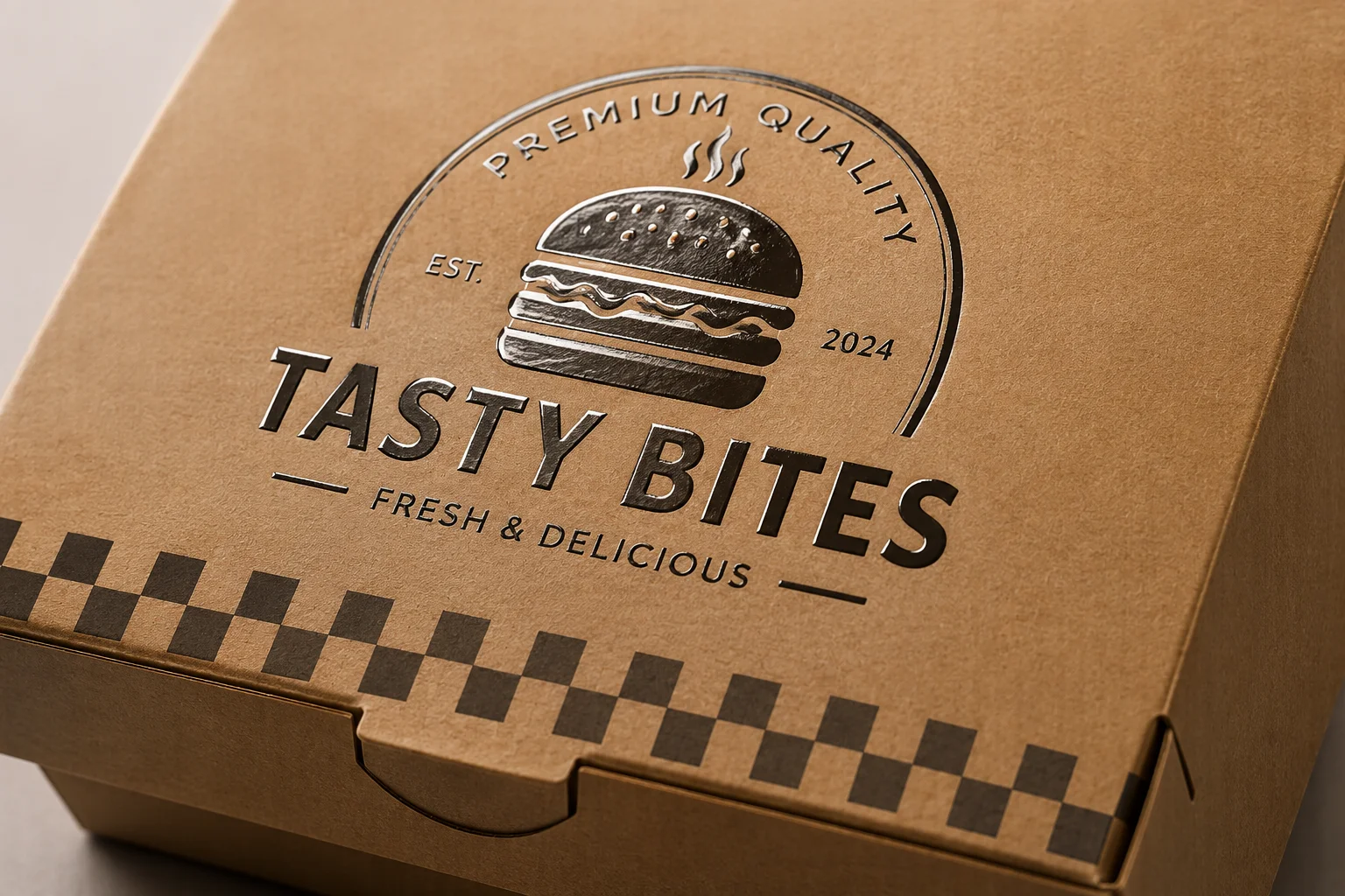 Spot UV detail applied to a printed food packaging logo