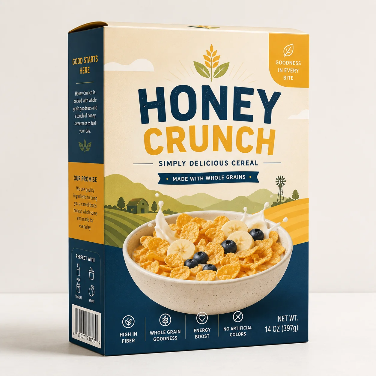 Straight tuck end cereal box for retail packaging