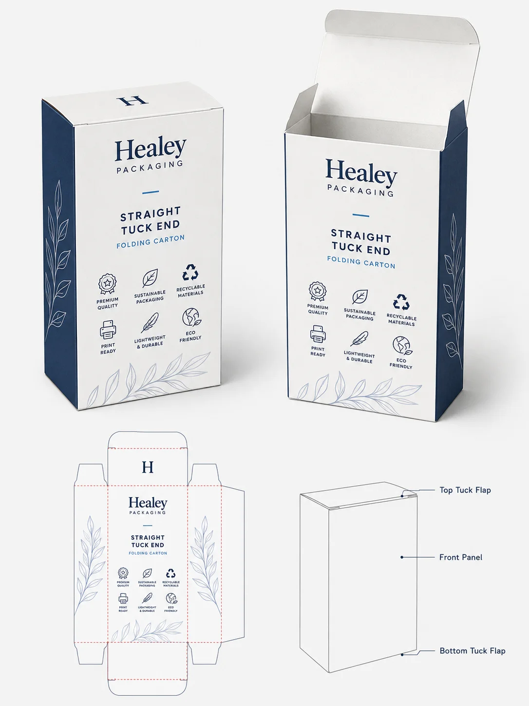 Straight tuck end folding carton structure