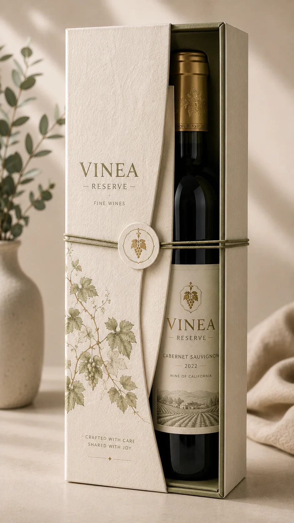 Textured paper wrap applied to a premium bottle gift box