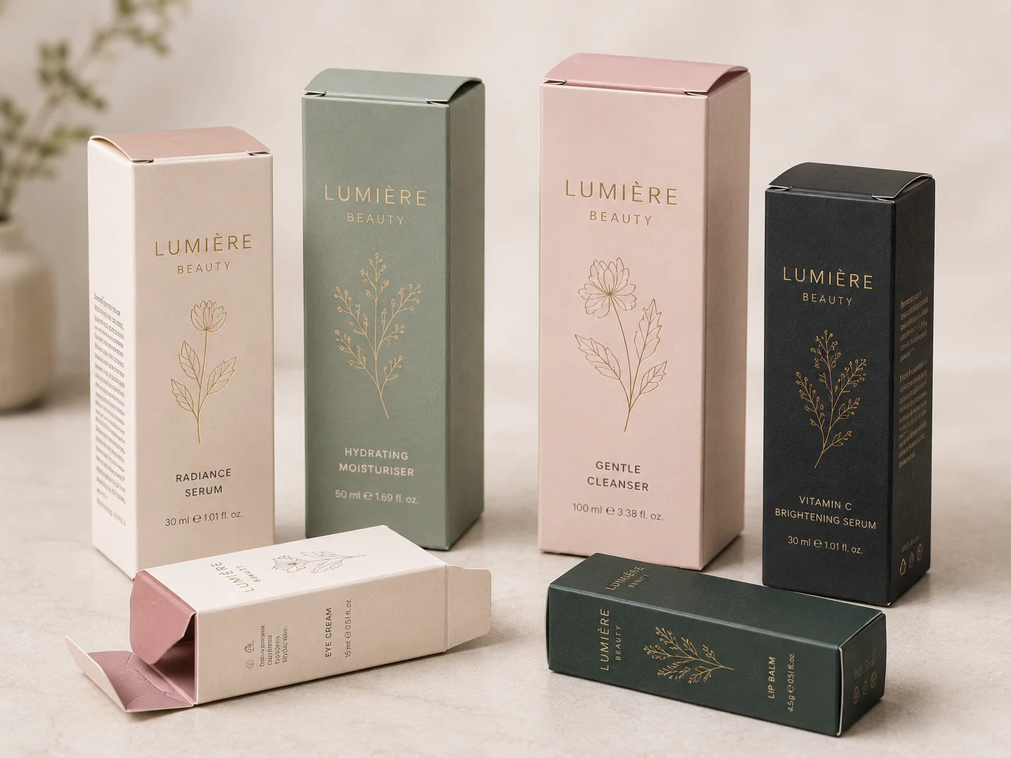 Printed tuck-end cartons for cosmetic products