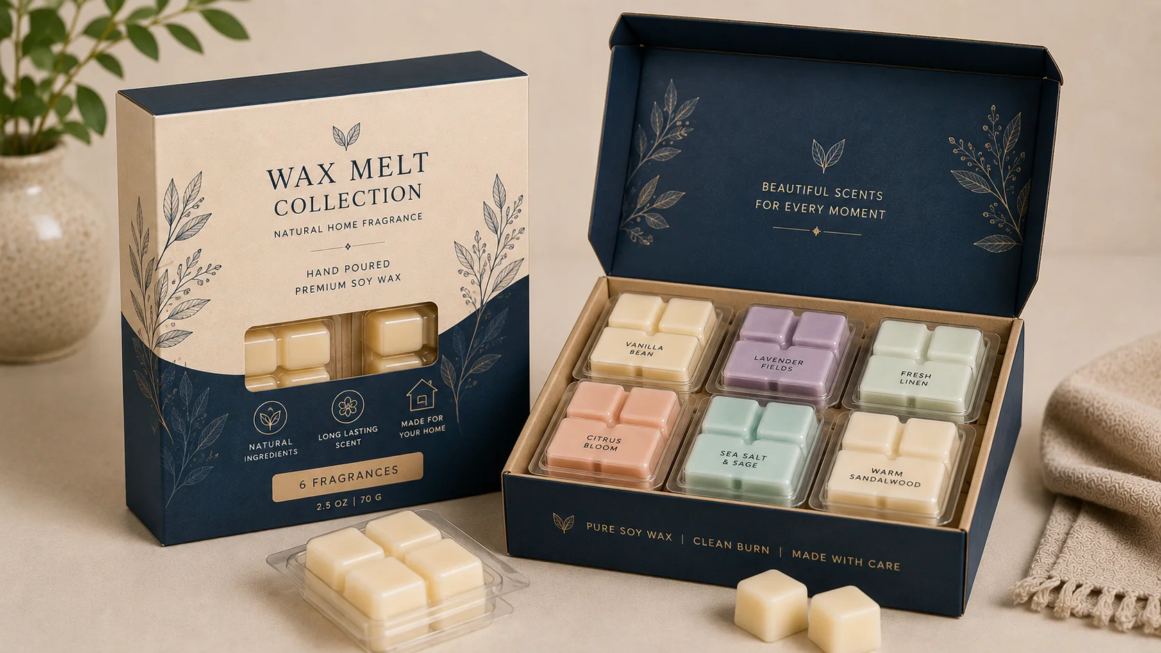 Printed paperboard packaging for wax melt collections