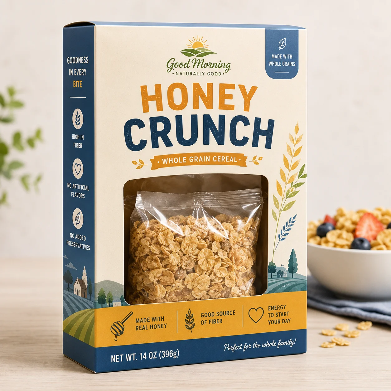 Window cereal box showing the inner product pack