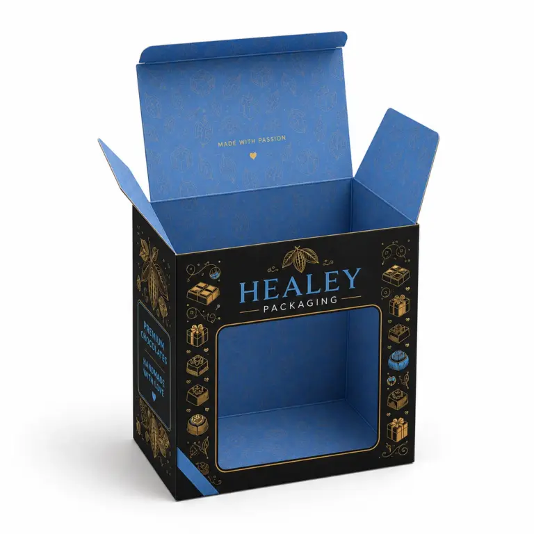 Open window ballotin box for chocolate packaging