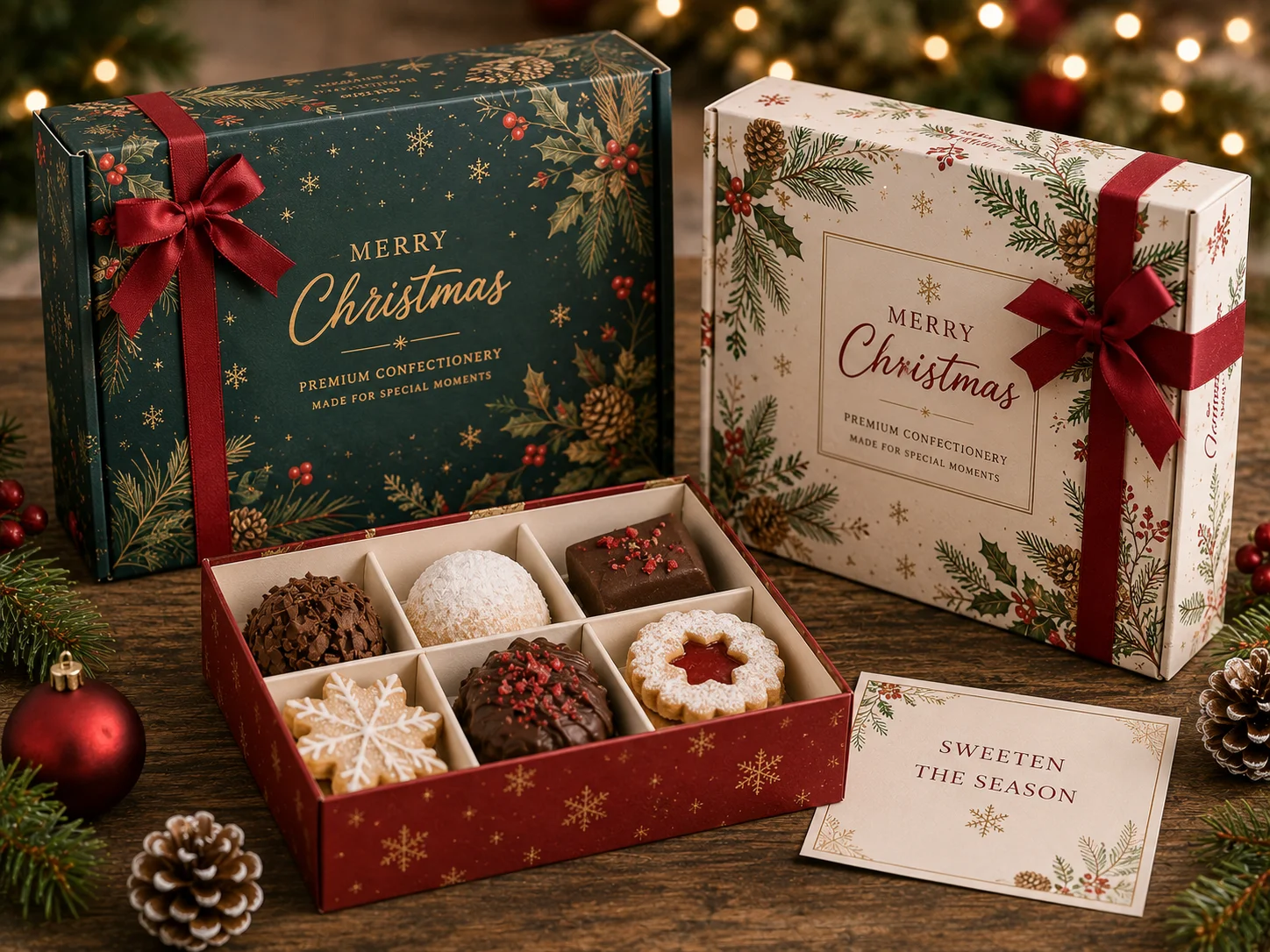 Printed Christmas confectionery boxes for seasonal gifting