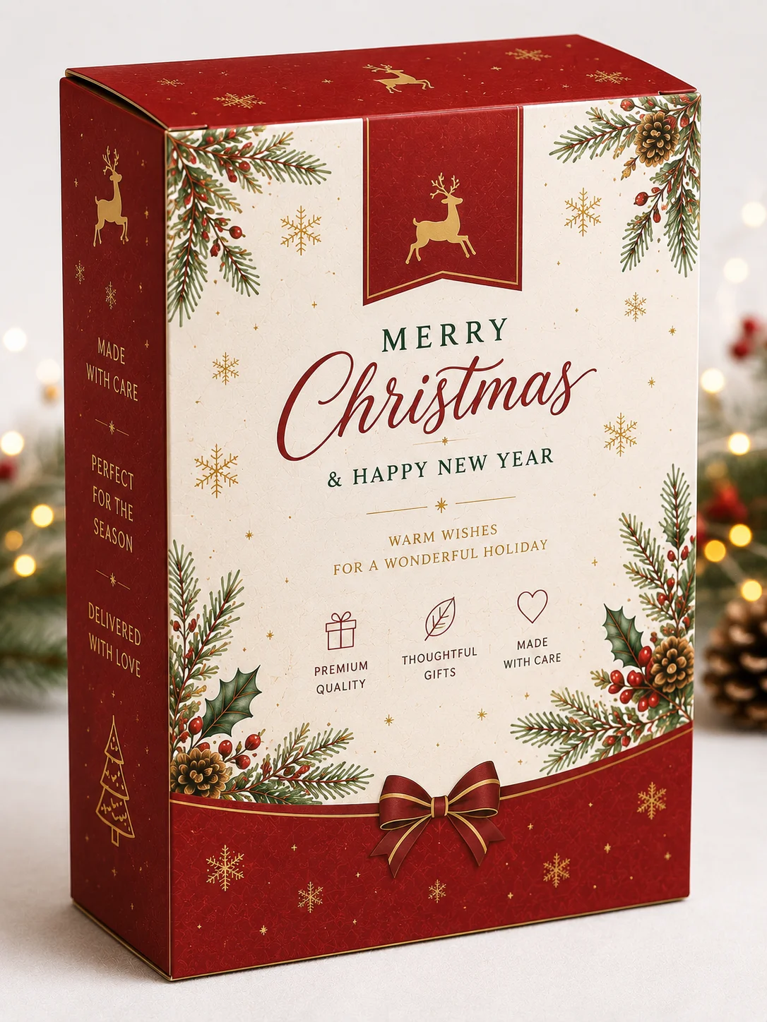Printed folding carton for Christmas retail packaging